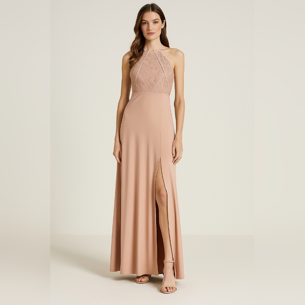 Long maxi  halter neck dress  with sequin by Morgan & co size 5/6